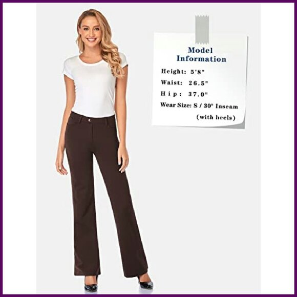 Stretchy Bootcut Dress Pants with Pockets for Office Work Business - Picture 7 of 8
